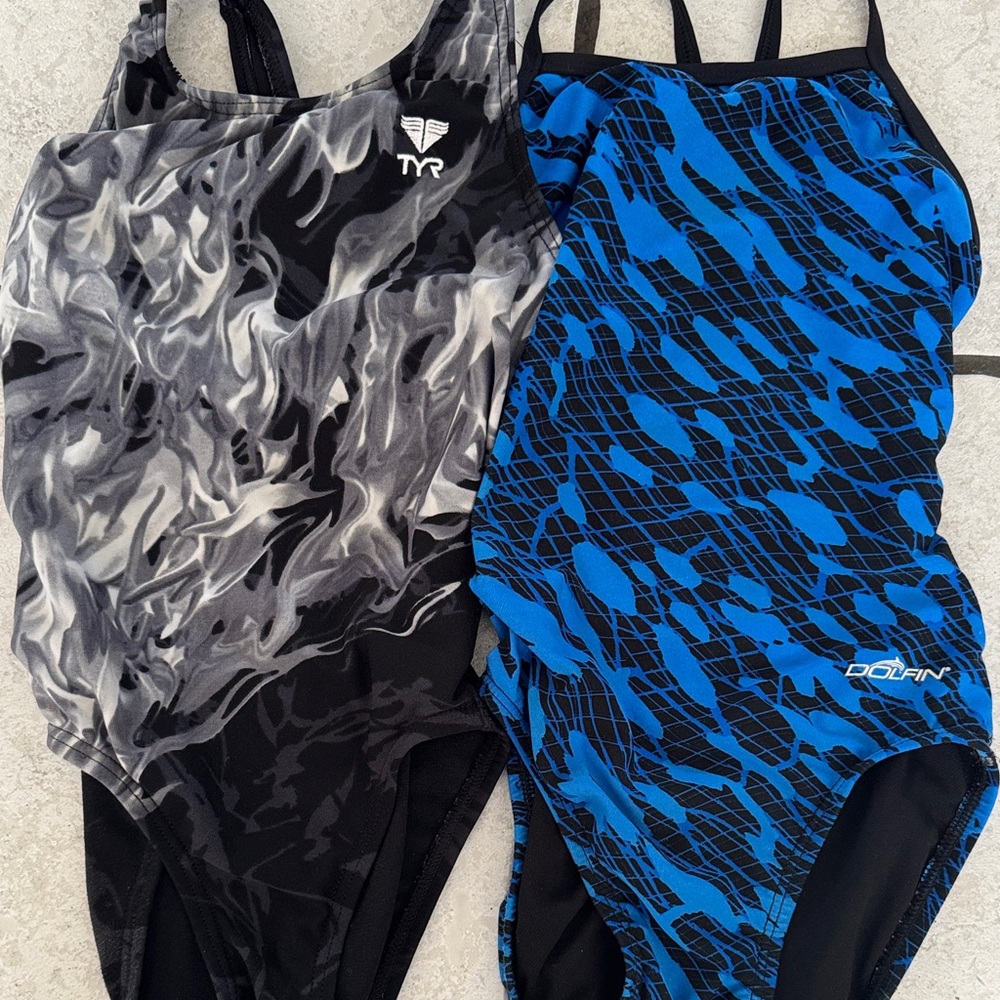 Girls Swim Team Practice Suits TYR Dolphin size 22 one piece